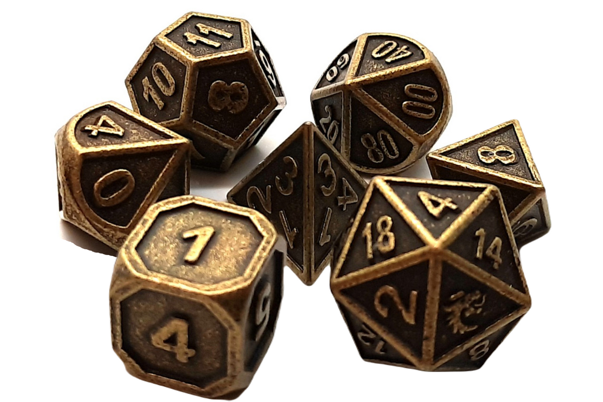 【dice】ウィングサドル Old School 7 Piece DnD RPG Metal Dice Set: Dwarven Forged