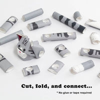 PIPEROID animals Silver Tabby - paper craft kit from Japan