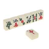 Traditional Chinese Mahjong Set Travel Size, Red Leatherette Travel Case with Ornate Dragon Design, 144 Tiles 24mm White Tiles