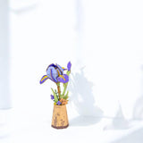 3D Wooden Flower Puzzle: Purple Iris - 3D Miniature Scene