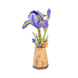 3D Wooden Flower Puzzle: Purple Iris - 3D Miniature Scene
