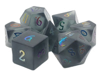 Gemstone - Frosted Obsidian w/ Spectral Old School Dice