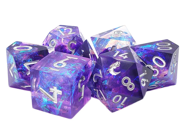 Old School Dice Sharp Edged - Burst of Purple