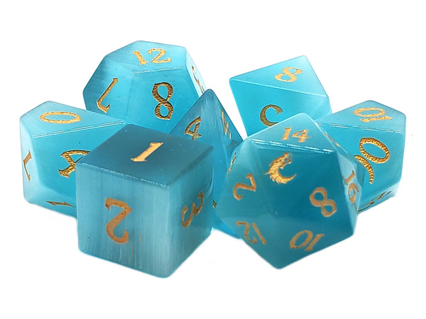 Gemstone - Blue Cat's Eye Old School Dice