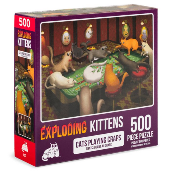 Exploding Kittens Puzzle: Cats Playing Craps 500 Piece