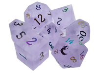Gemstone - Frosted Blast Glass Amethyst w/ Spectral Old School Dice
