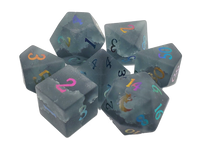 Gemstone - Frosted Blast Glass Obsidian w/ Spectral Old School Dice