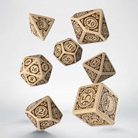 Steampunk Clockwork Beige Brown Dice Set (7)