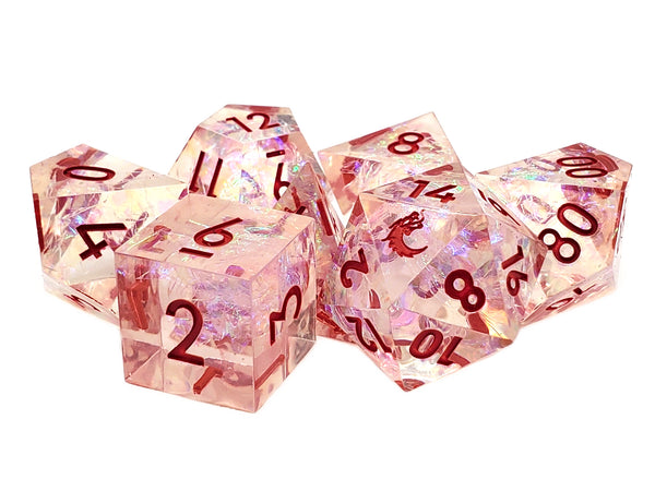 Old School Dice Sharp Edged - Red Ice
