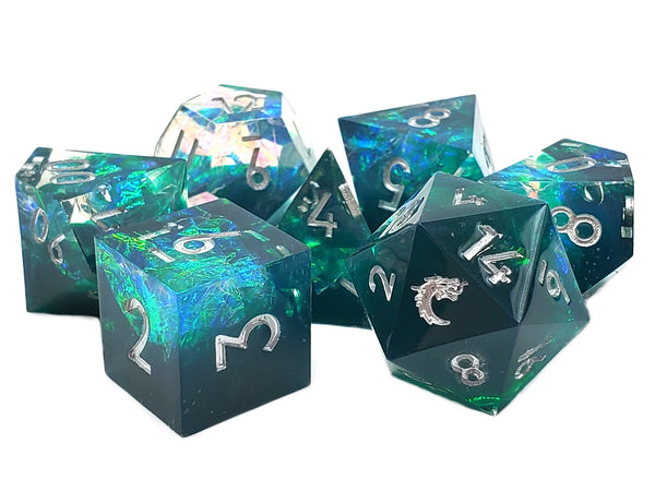 Old School Dice Sharp Edged - Emerald Forest