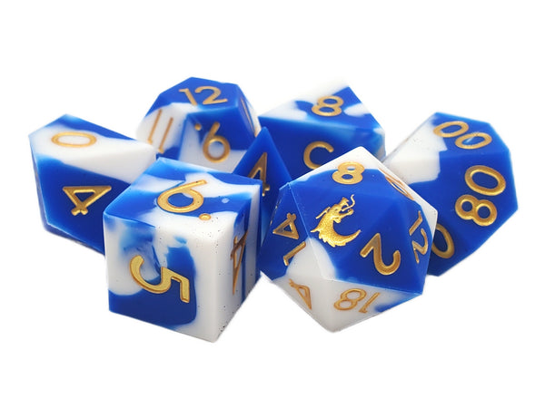 Sililcone 7-piece Set - Blue & White w/Gold