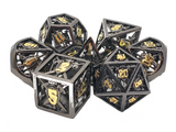 Old School Dice: Hollow Metal 7-Piece Set - Sword & Shield