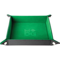 Velvet Folding Dice Tray with Leather Backing: 10in x 10in Green