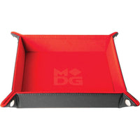 Velvet Folding Dice Tray with Leather Backing: 10in x 10in Red