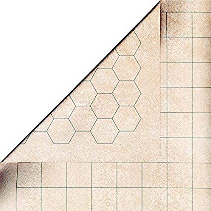 MEGAMAT - REVERSIBLE: 1 INCH SQUARES AND HEXES, 34 1/2 X 48 INCHES