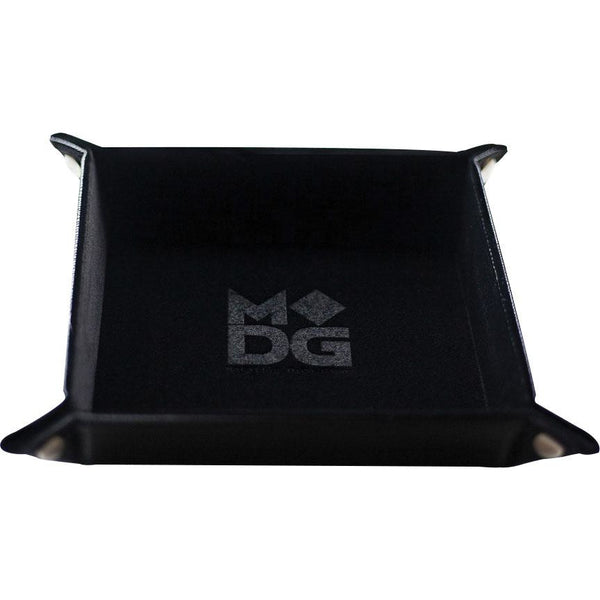 Velvet Folding Dice Tray with Leather Backing: 10in x 10in Black