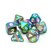 Die Hard 7-Dice Set - Forge Scorched Rainbow Satin With White